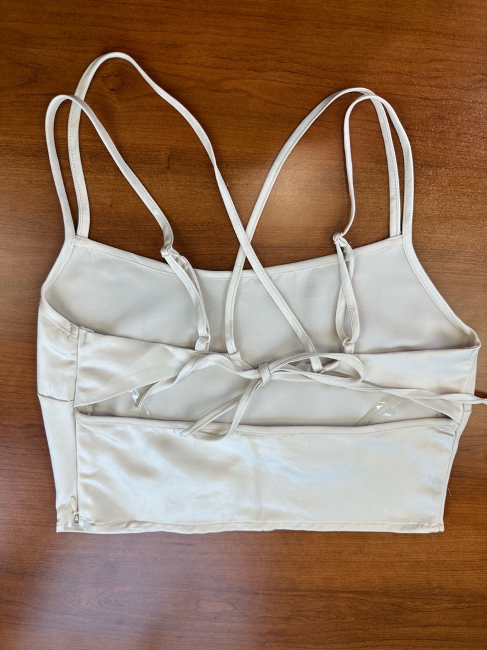 NWT L.A. Hearts Light Cream Strappy Cropped Bralette with Adjustable Ties Sz S - Picture 4 of 11